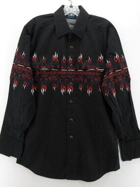 VTG Brooks & Dunn Panhandle Slim Shirt Medium Southwest Flames Pearls
